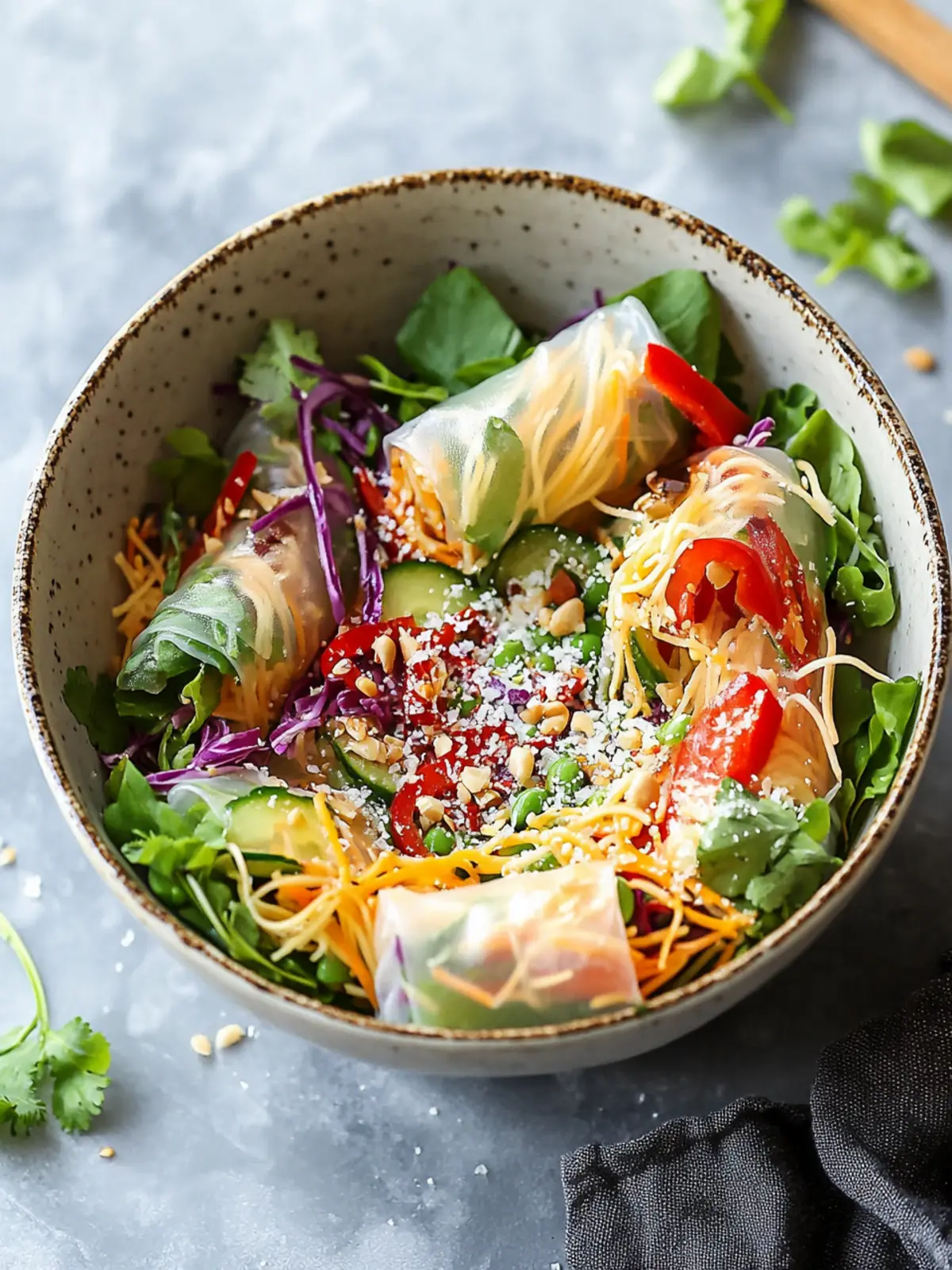 Fresh Spring Roll Salad with Spicy Ginger Dressing Delight 4 Spring Roll Salad