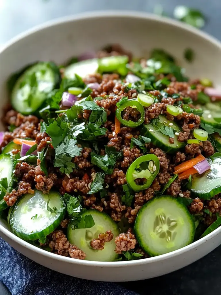 Korean Ground Beef with Cucumber Salad
