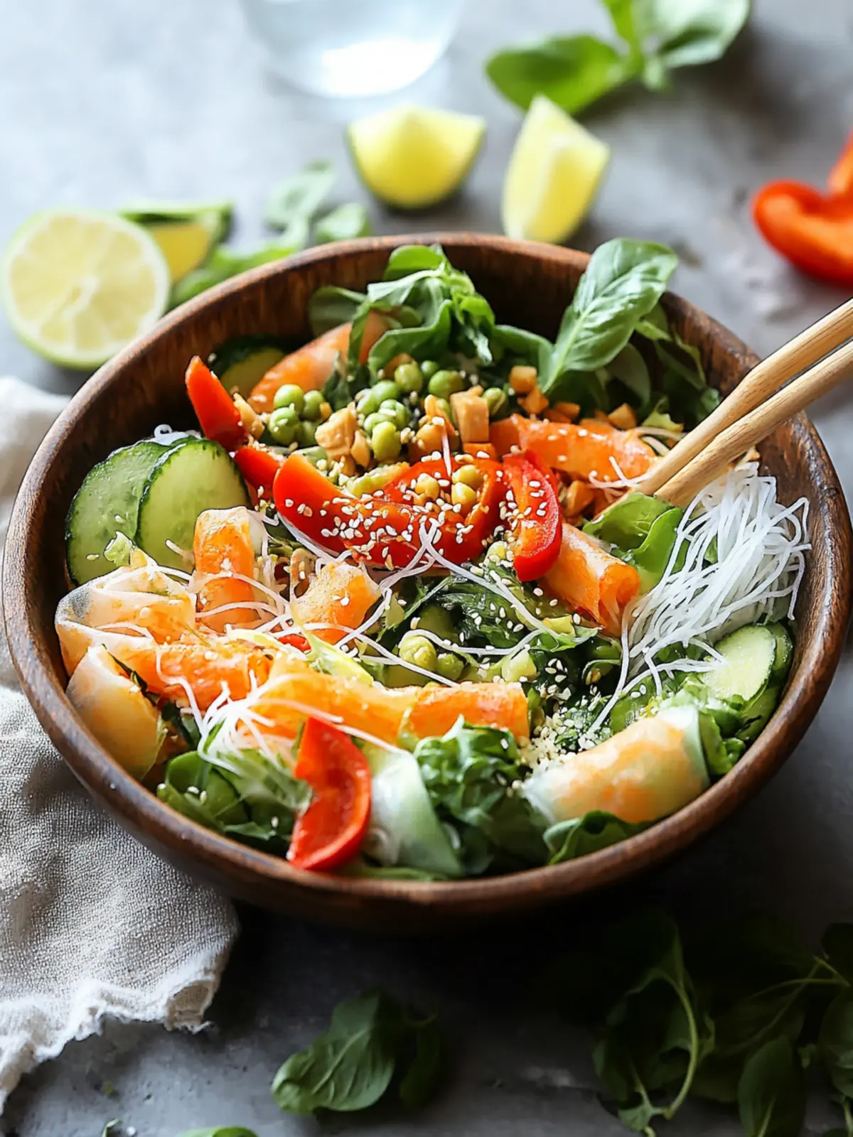 Fresh Spring Roll Salad with Spicy Ginger Dressing Delight 5 Spring Roll Salad