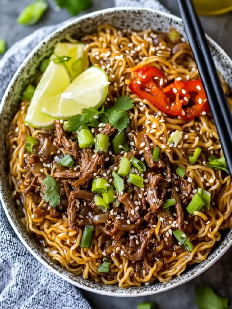 Slow Cooker Beef Ramen Noodles