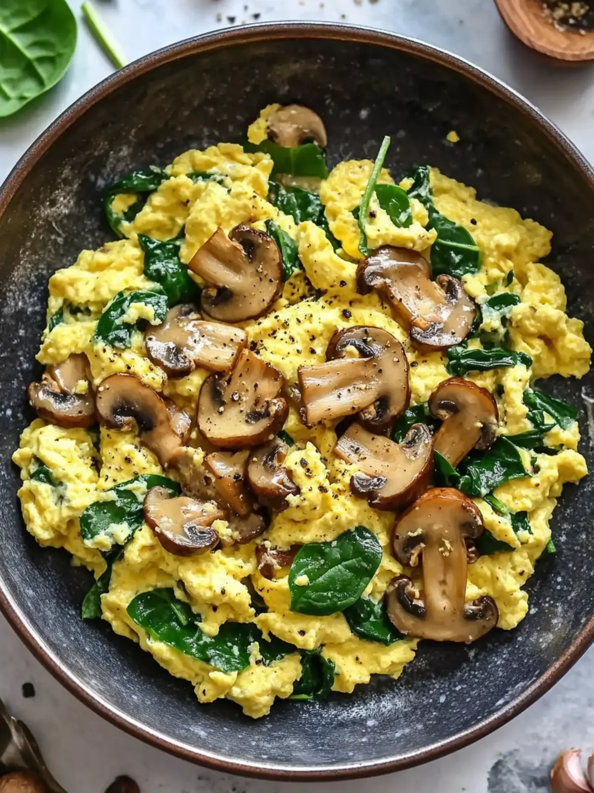 Mushroom Spinach Scrambled Eggs for a Wholesome Breakfast Boost 3 Mushroom Spinach Scrambled Eggs