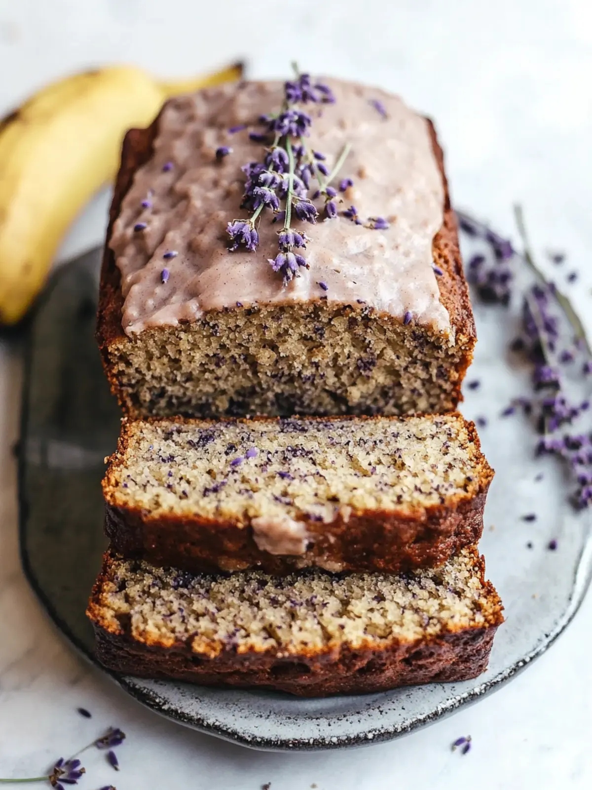Irresistible Lavender Banana Bread with Floral Glaze Delight 3 Lavender Banana Bread