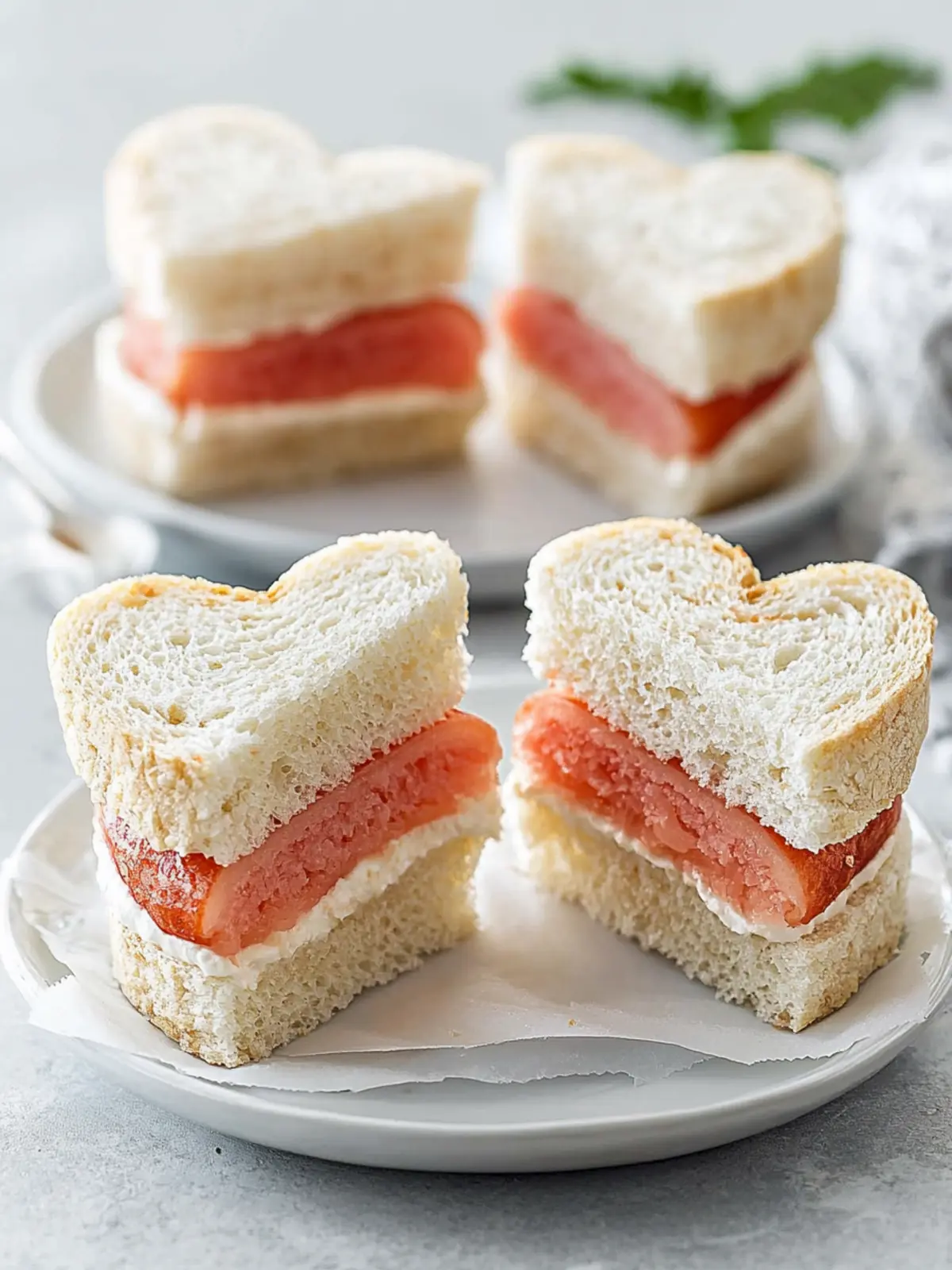 Sweet Heart Tea Sandwiches: Strawberry Cream Cheese Bliss 5 Heart Tea Sandwiches