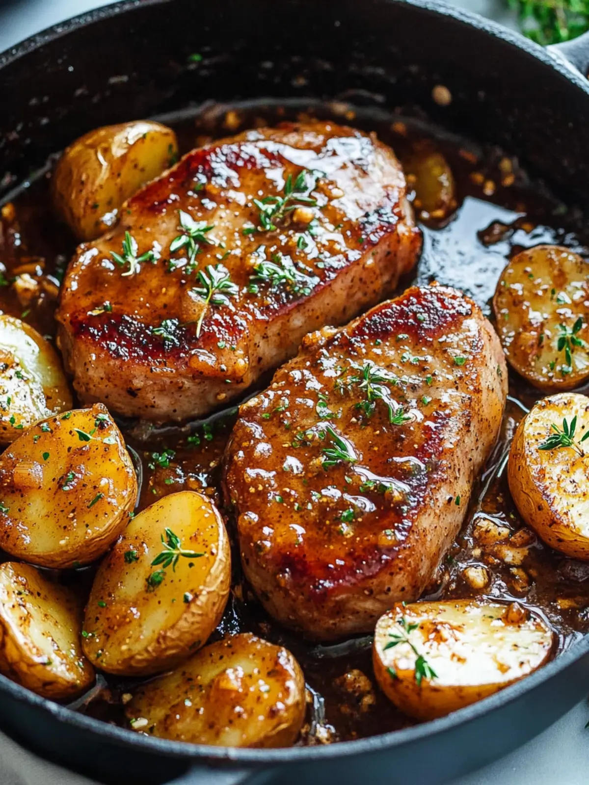 Honey Mustard Pork Chops and Potato Skillet for Busy Nights 4 Honey Mustard Pork Chops and Potato Skillet