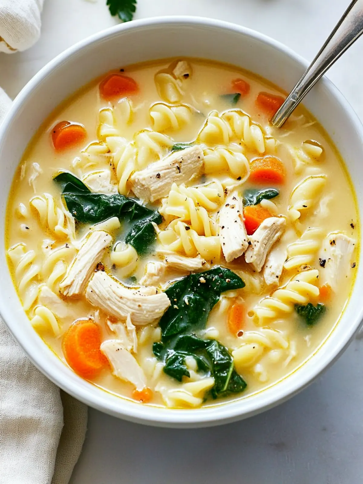 Creamy Chicken Soup with Pasta and Spinach in 30 Minutes 4 Chicken Soup with Pasta and Spinach