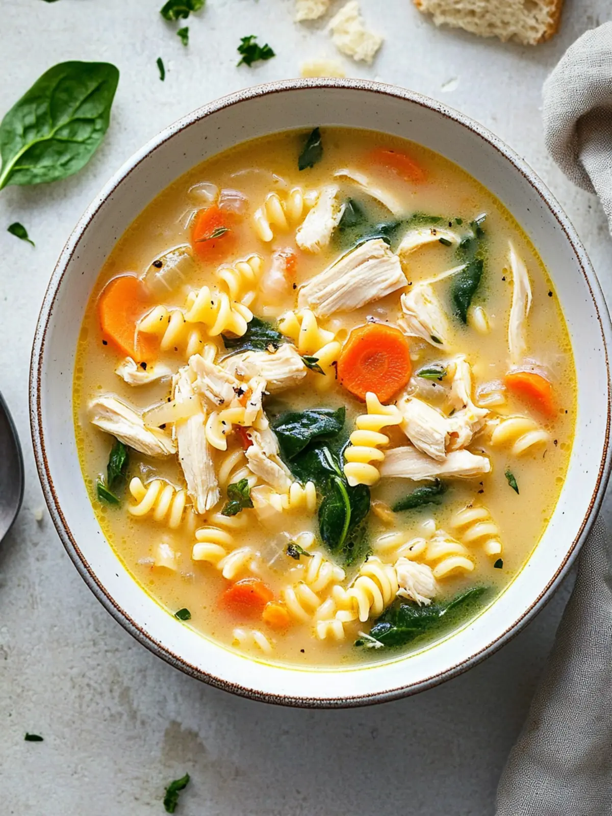 Creamy Chicken Soup with Pasta and Spinach in 30 Minutes 3 Chicken Soup with Pasta and Spinach