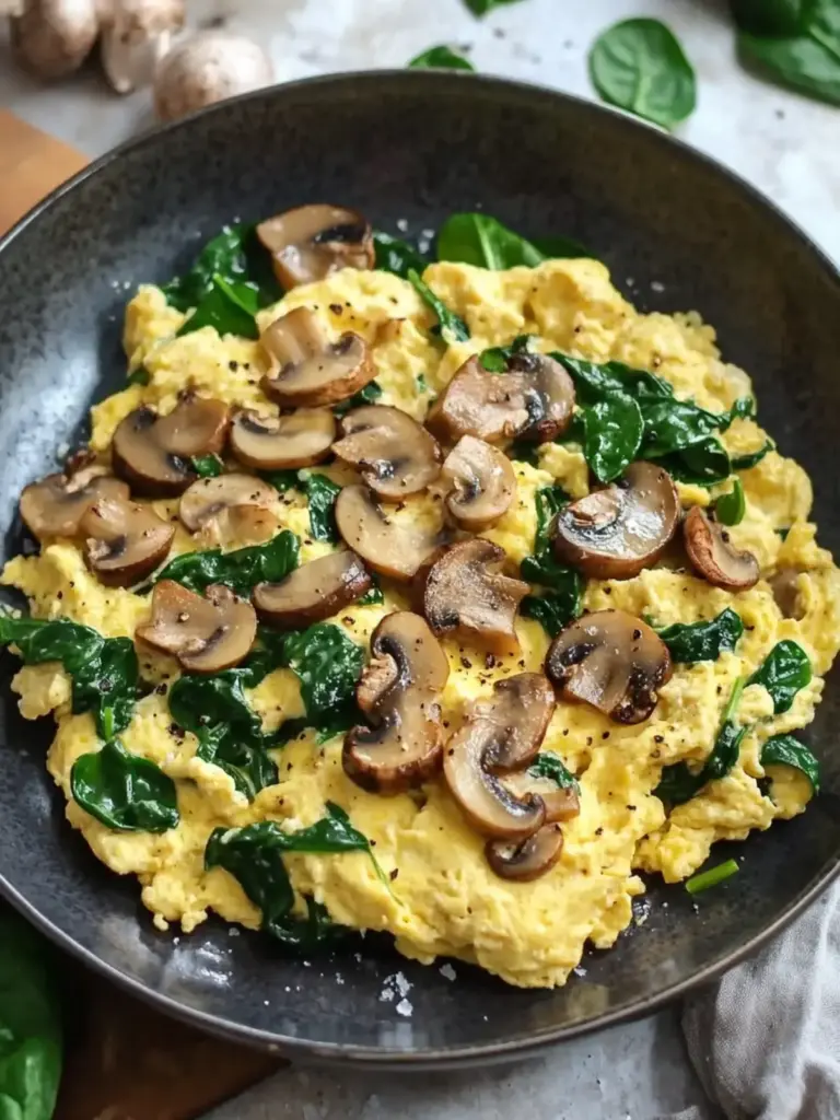 Mushroom Spinach Scrambled Eggs