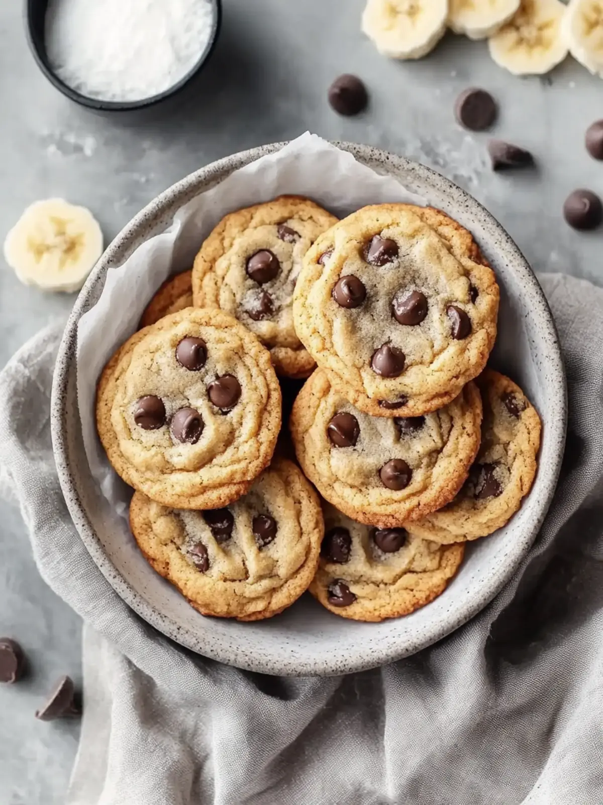 Chewy Banana Chocolate Chip Cookies