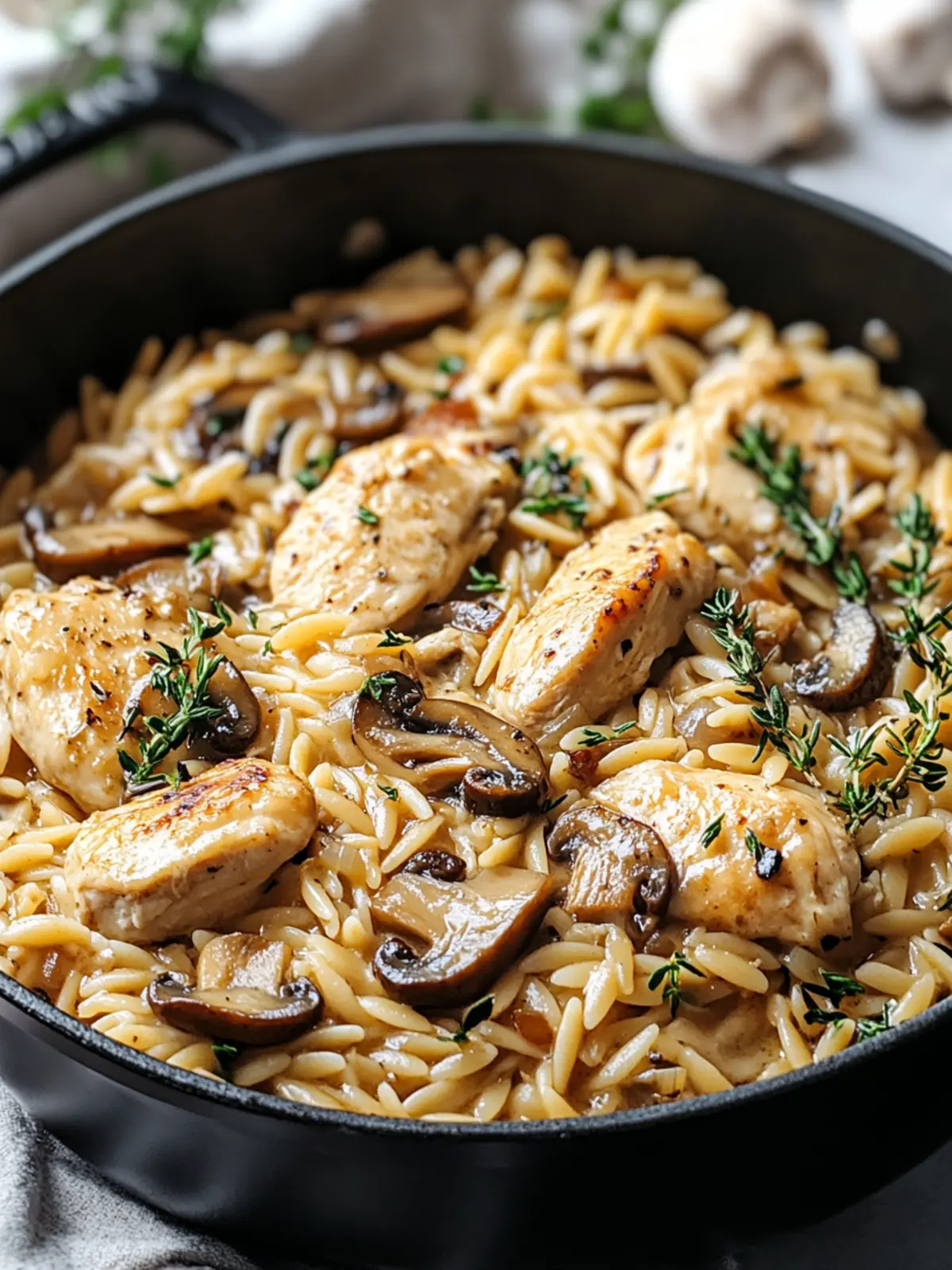 Delicious One Pot Chicken and Mushroom Orzo for Cozy Evenings 3 One Pot Chicken and Mushroom Orzo