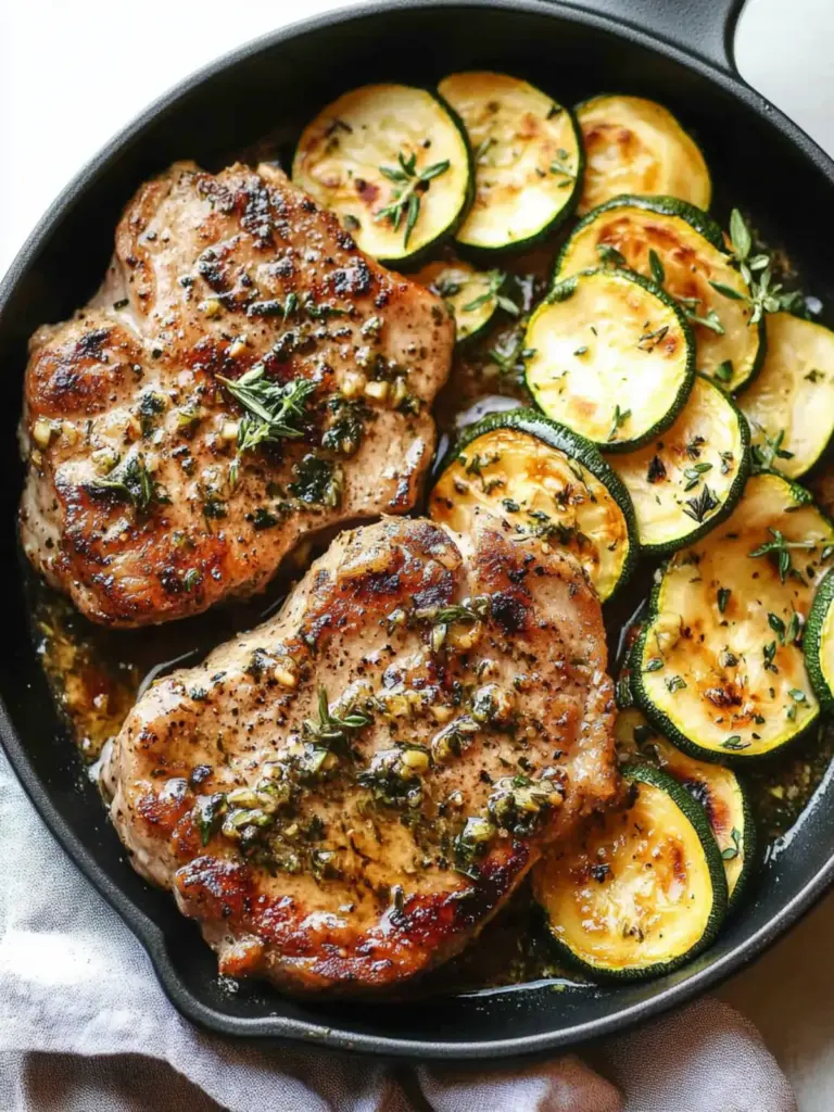 Garlic Butter Herb Pork Chops with Zucchini