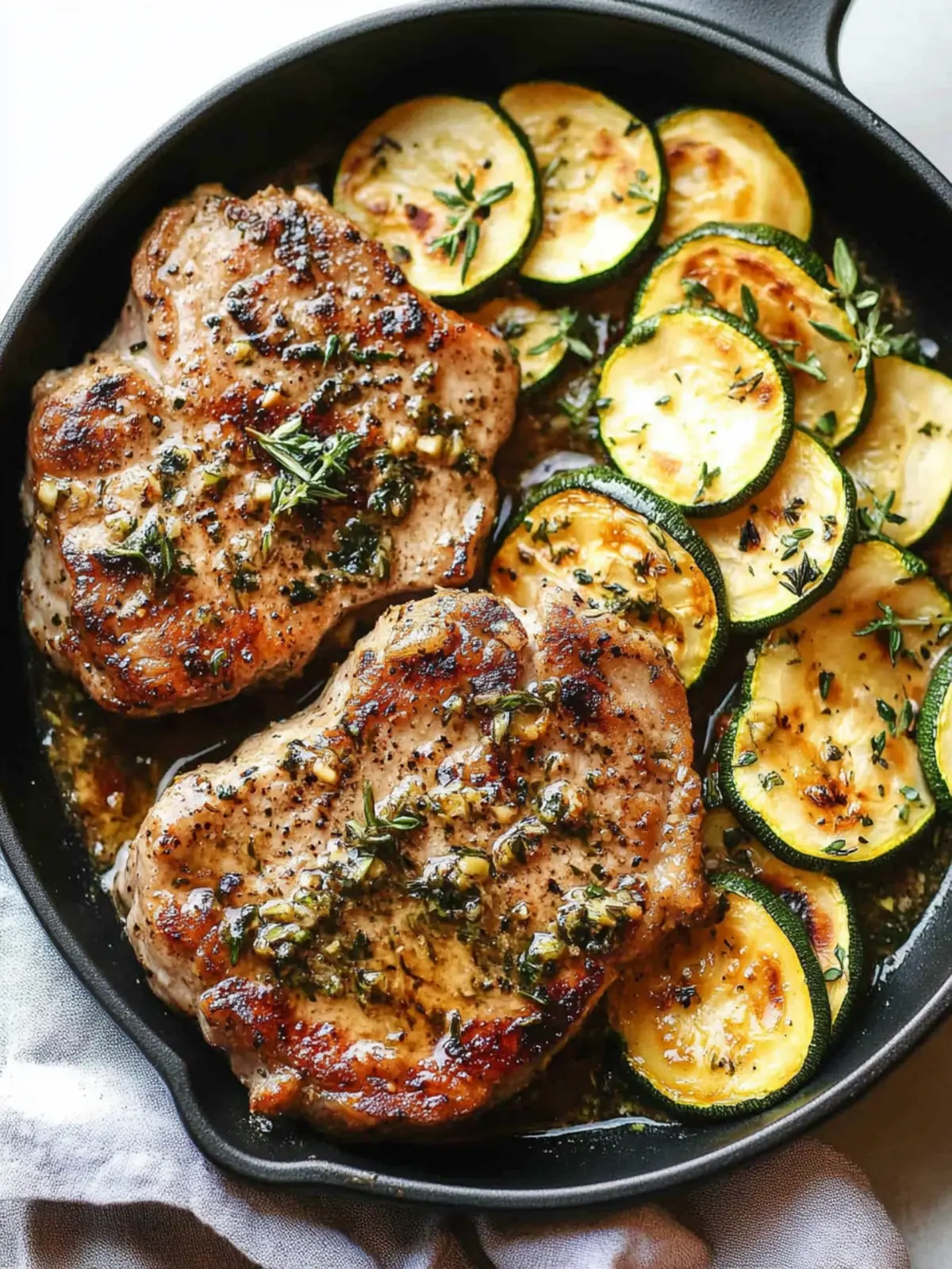 Savory Garlic Butter Herb Pork Chops with Zucchini Bliss 5 Garlic Butter Herb Pork Chops with Zucchini