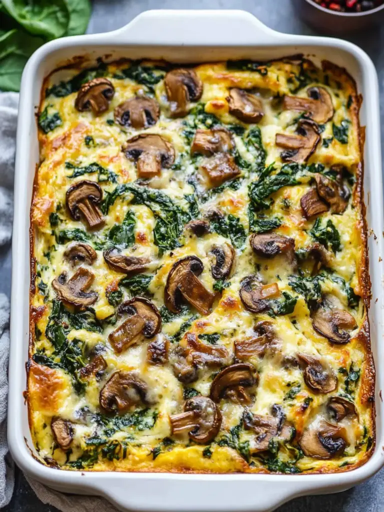 Spinach Mushroom Breakfast Casserole