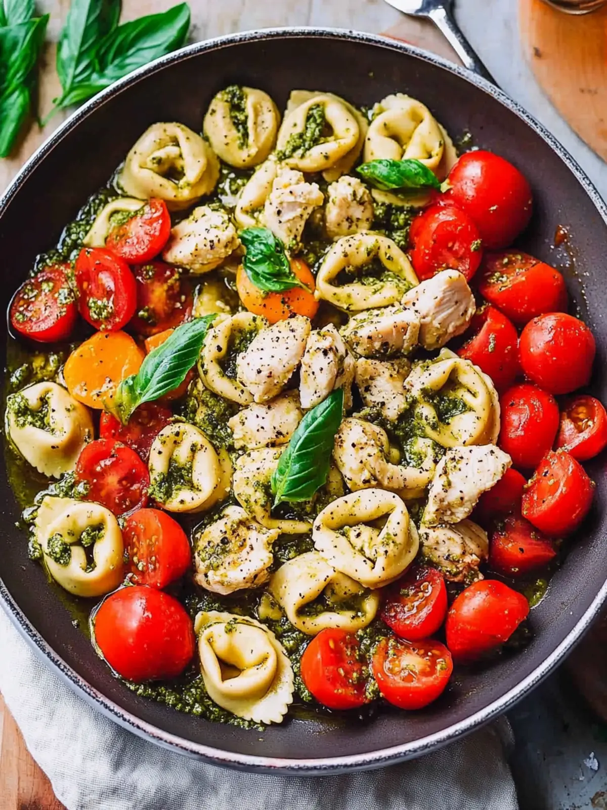 Pesto Chicken Tortellini and Veggies for a Quick Dinner Delight 4 Pesto Chicken Tortellini and Veggies