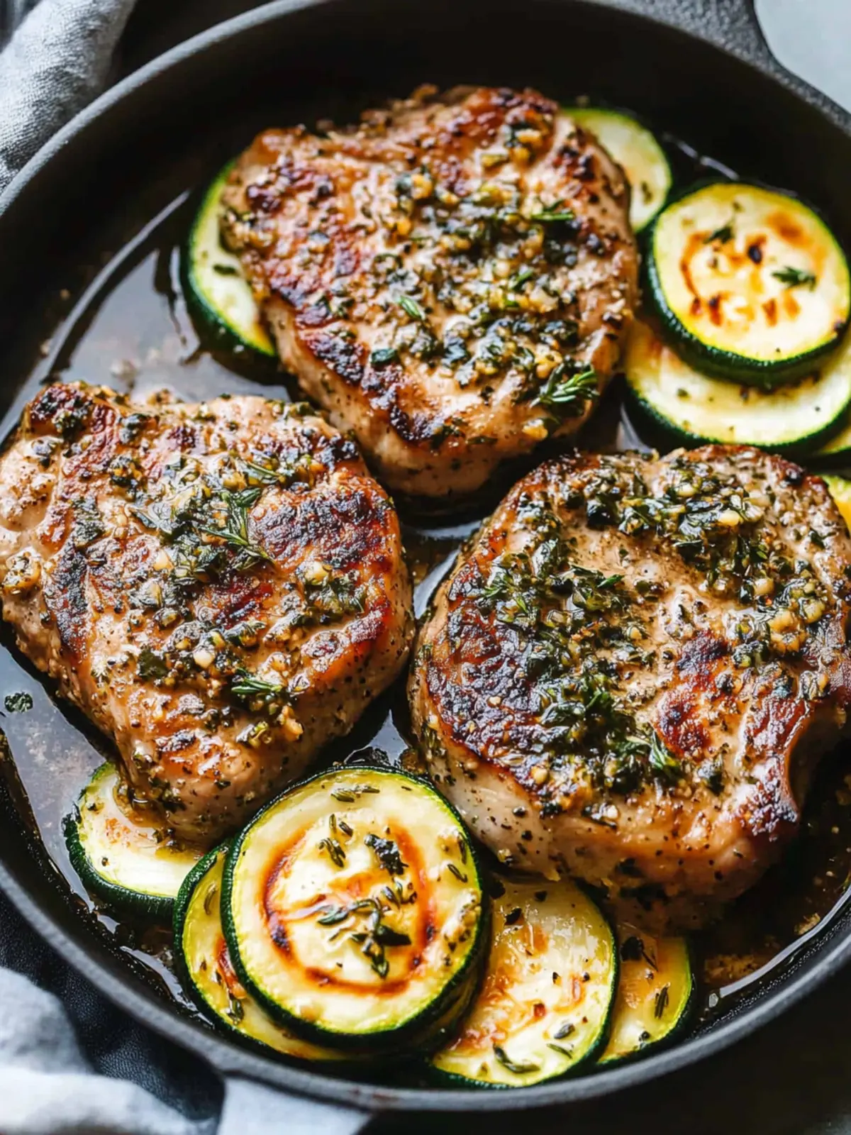 Savory Garlic Butter Herb Pork Chops with Zucchini Bliss 4 Garlic Butter Herb Pork Chops with Zucchini