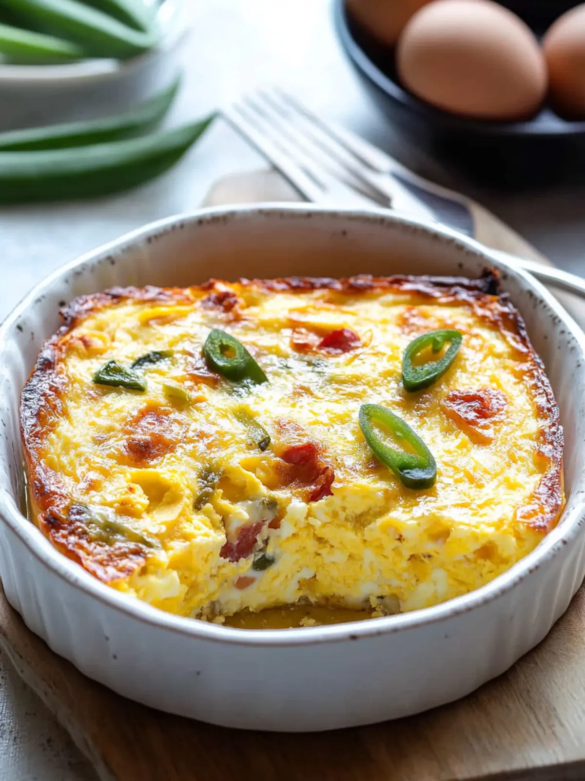 Savory Egg Casserole with Crispy Bacon and Veggies Delight 2 Egg Casserole (Egg Bake)
