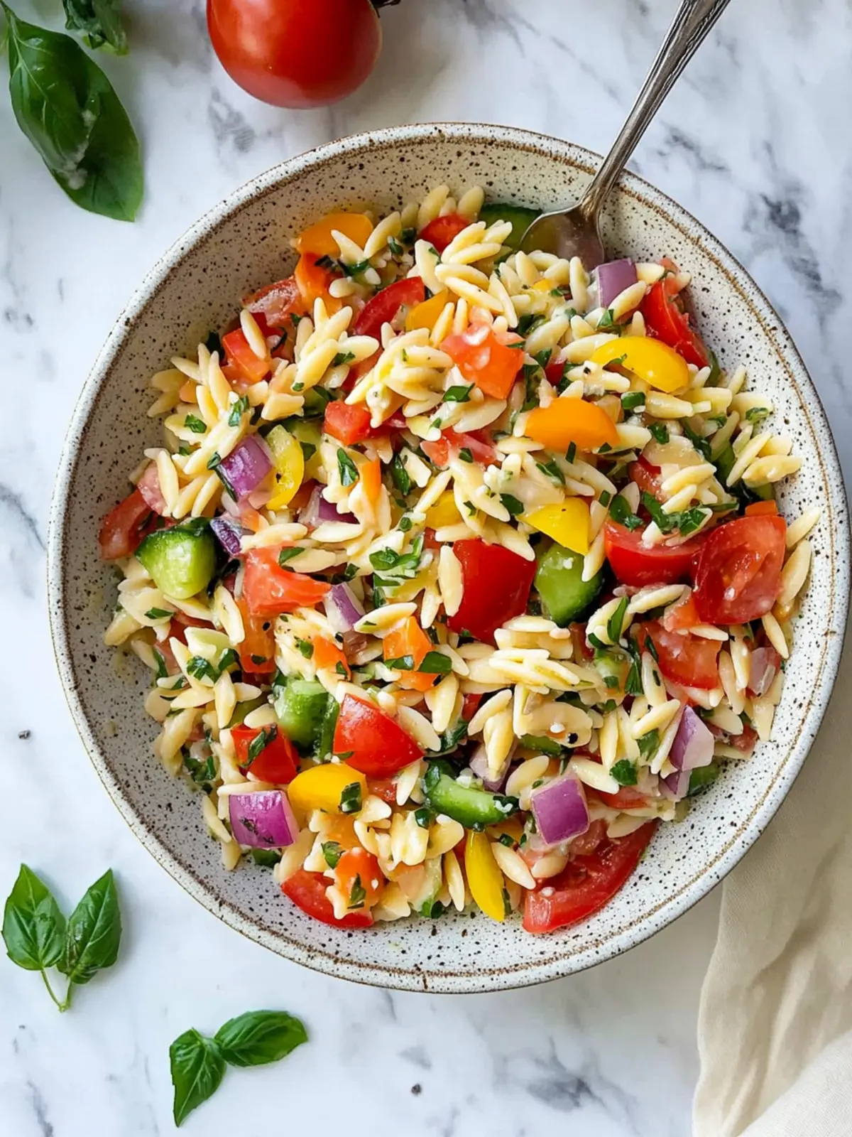 Colorful Rainbow Orzo Salad for a Quick and Healthy Meal 2 Rainbow Orzo Salad