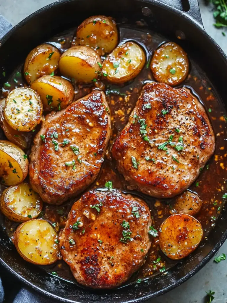 Honey Mustard Pork Chops and Potato Skillet