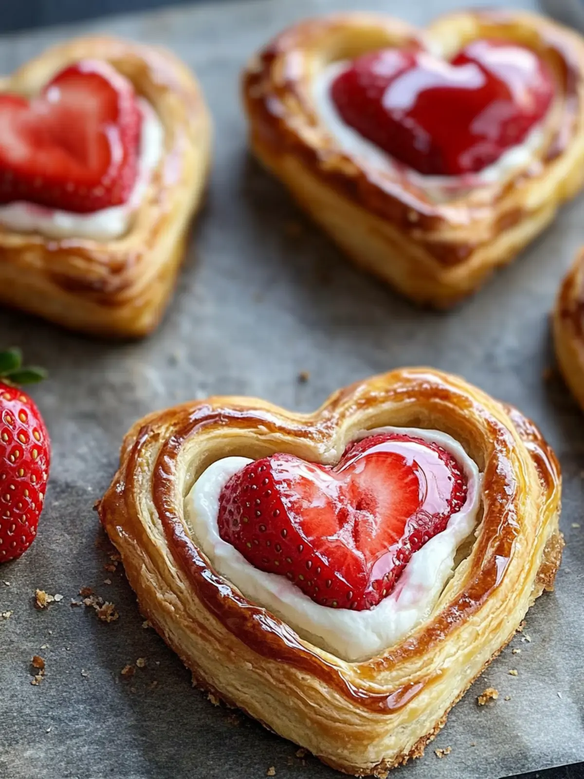 Strawberry Cream Cheese Heart Danishes for Sweet Moments 2 Strawberry Cream Cheese Heart Danishes