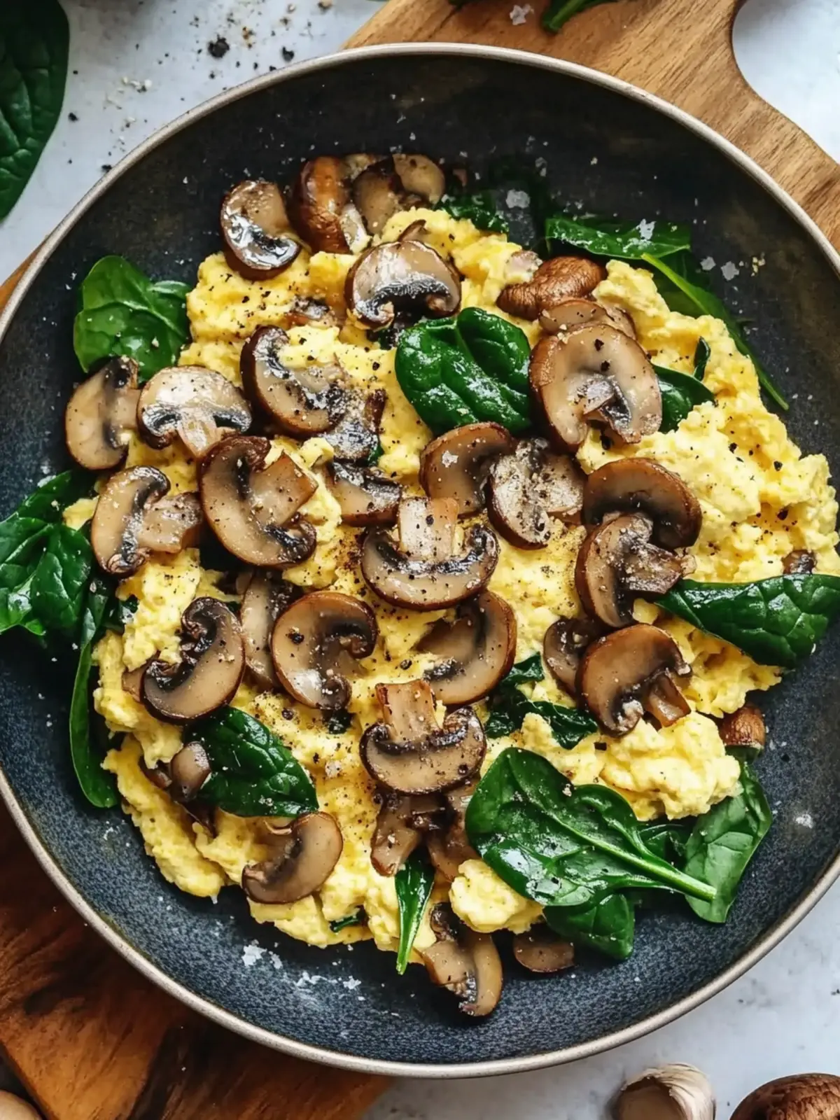Mushroom Spinach Scrambled Eggs for a Wholesome Breakfast Boost 2 Mushroom Spinach Scrambled Eggs