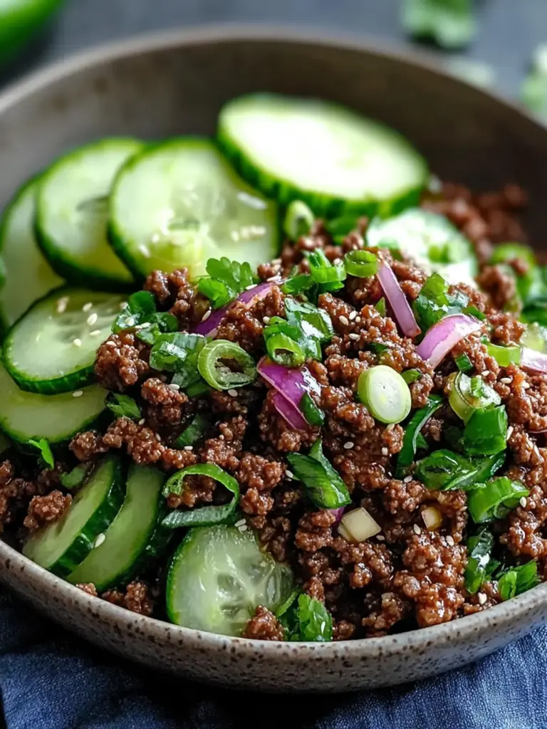 Korean Ground Beef with Cucumber Salad