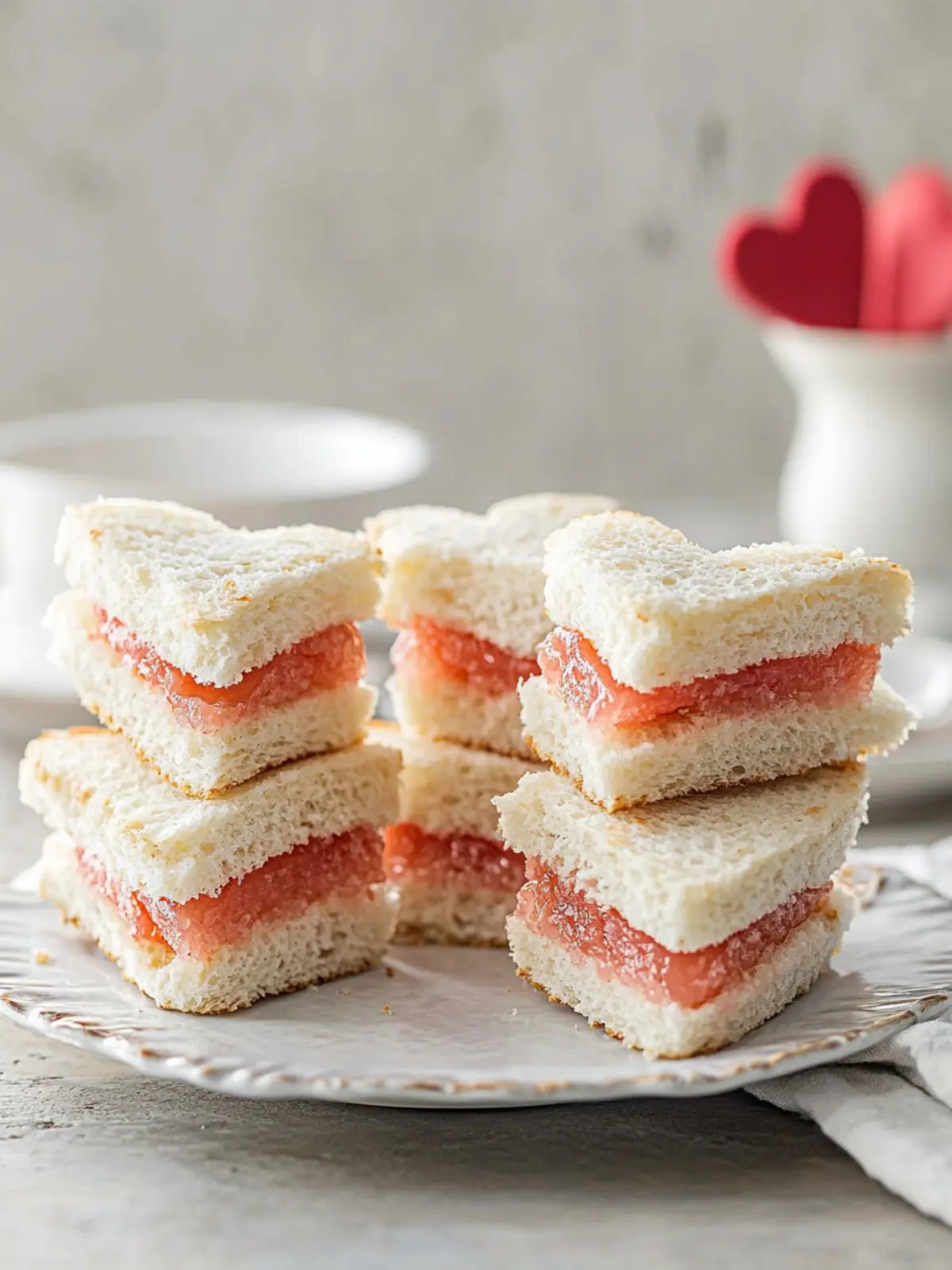Sweet Heart Tea Sandwiches: Strawberry Cream Cheese Bliss 2 Heart Tea Sandwiches