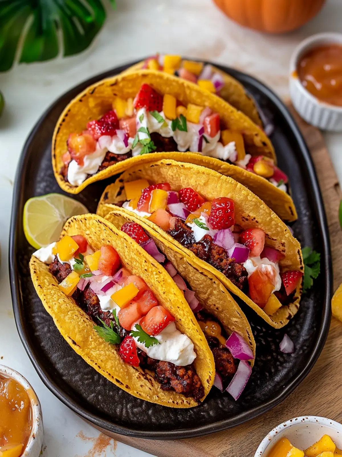 Easy Cake Tacos: Sweet Chocolate and Peach Delights 3 Easy Cake Tacos
