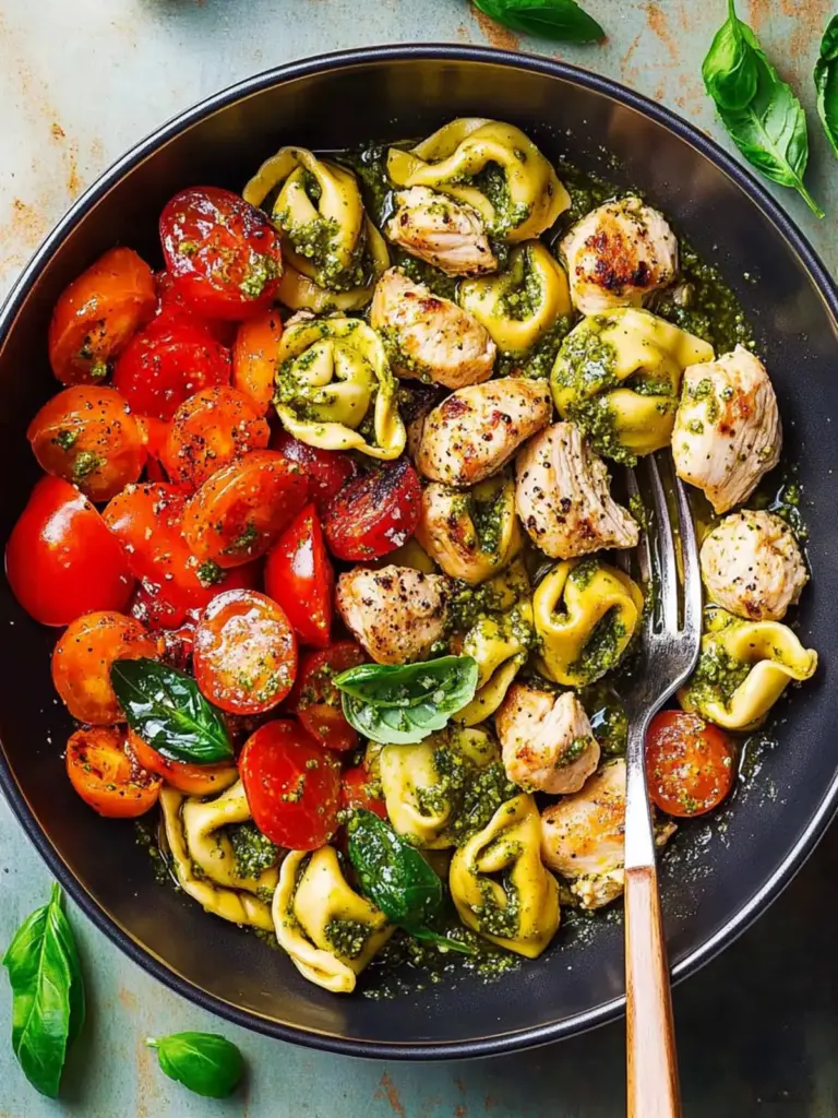 Pesto Chicken Tortellini and Veggies