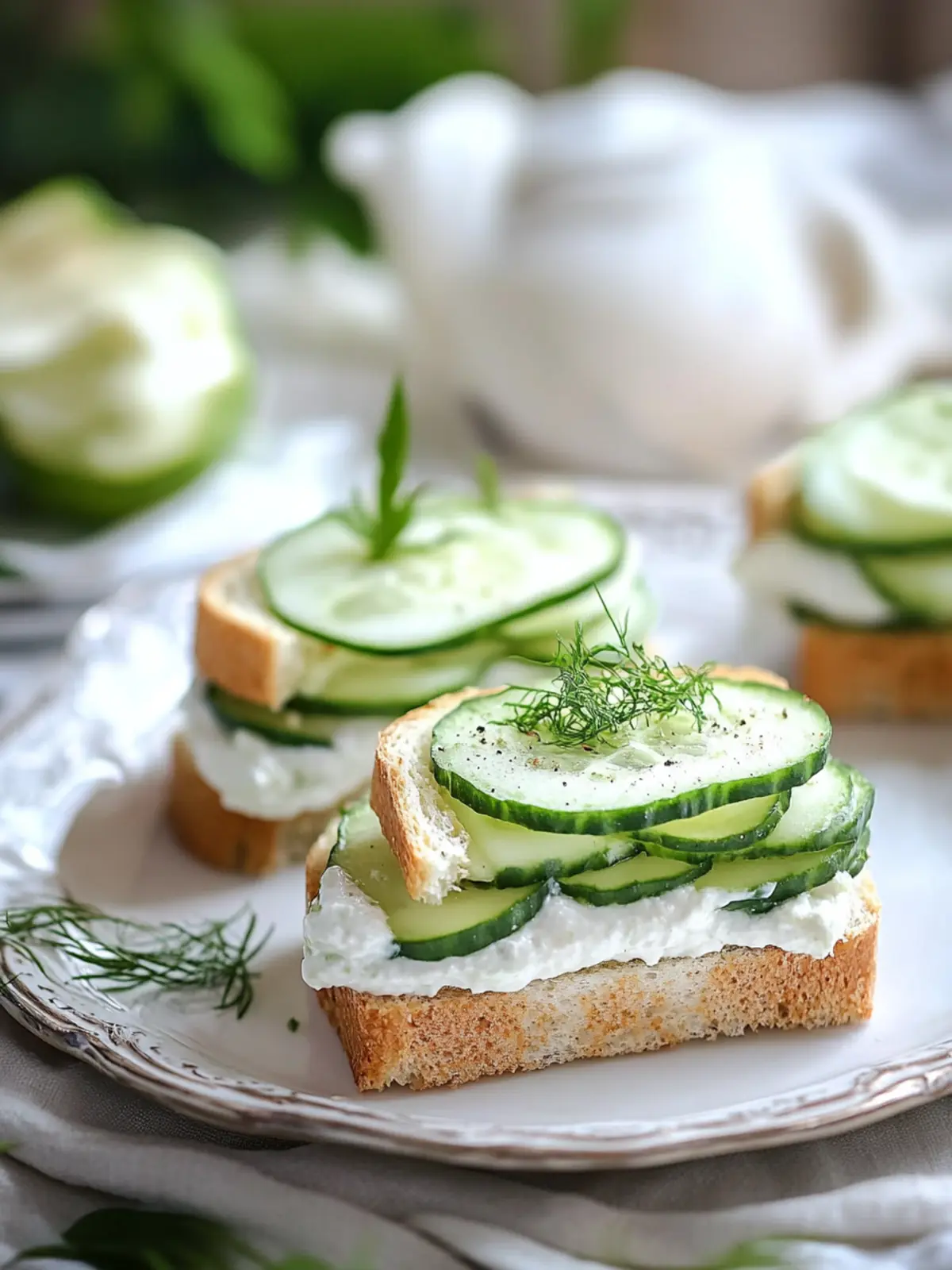 Classic Cucumber Tea Sandwiches with Creamy Dill Twist 4 Classic Cucumber Tea Sandwiches