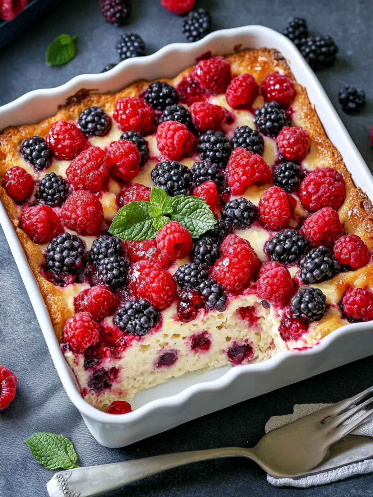 High Protein Triple Berry Bake