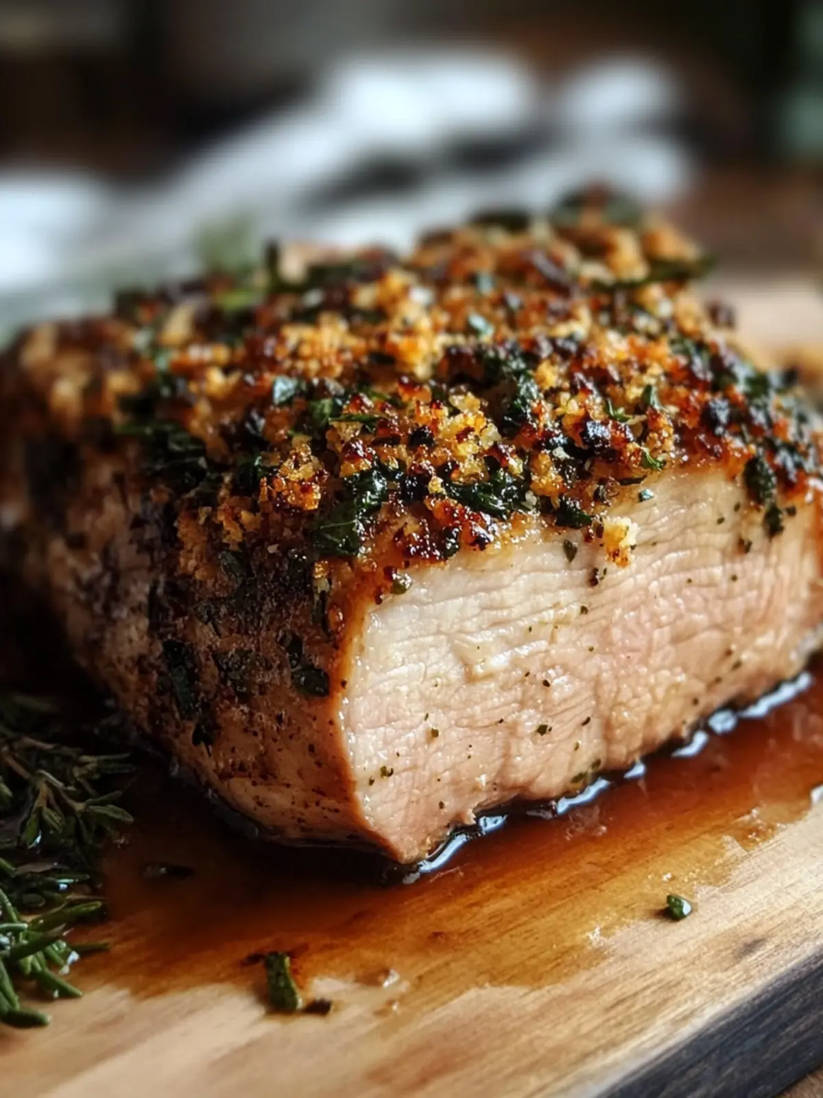 Herb Crusted Pork Loin with Sweet Apple Cider Glaze Delight 5 Herb Crusted Pork Loin