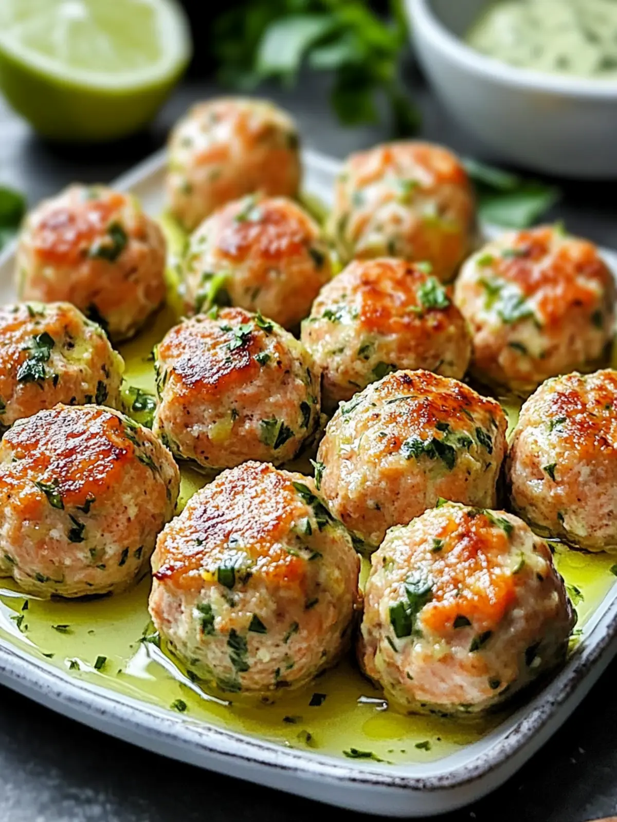 Baked Salmon Meatballs with Creamy Avocado Sauce Bliss 5 Baked Salmon Meatballs