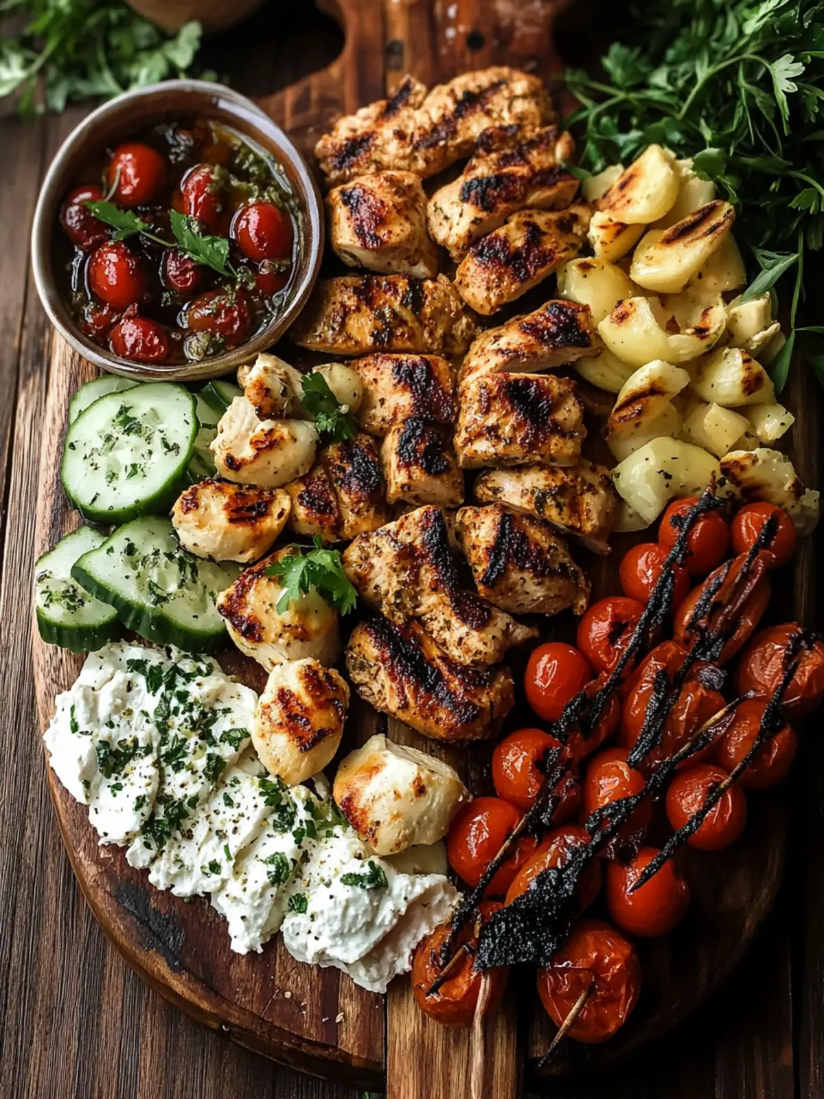Greek Chicken Souvlaki Grazing Board Perfect for Festive Feasts 4 Greek Chicken Souvlaki Grazing Board