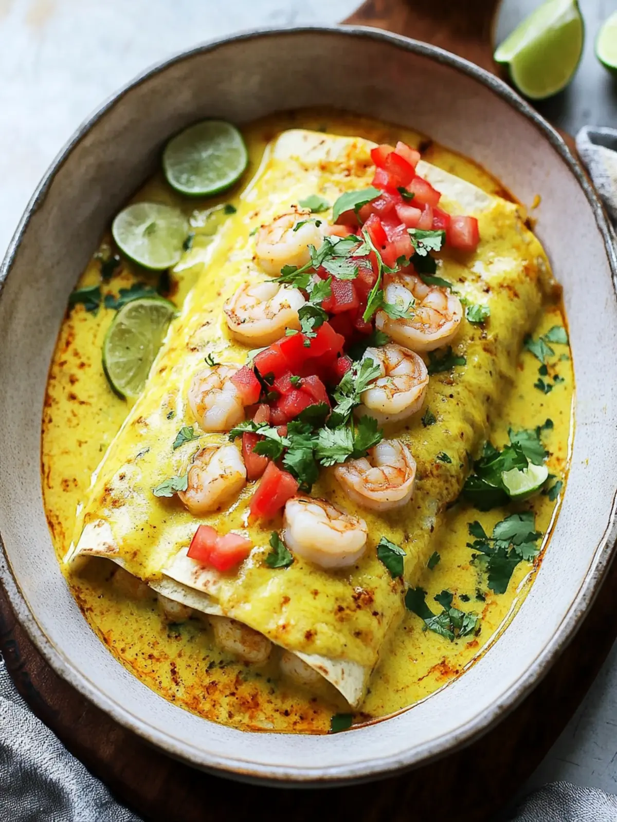 Flavorful Shrimp Enchiladas with Zesty Yellow Mole Sauce 4 Shrimp Enchiladas