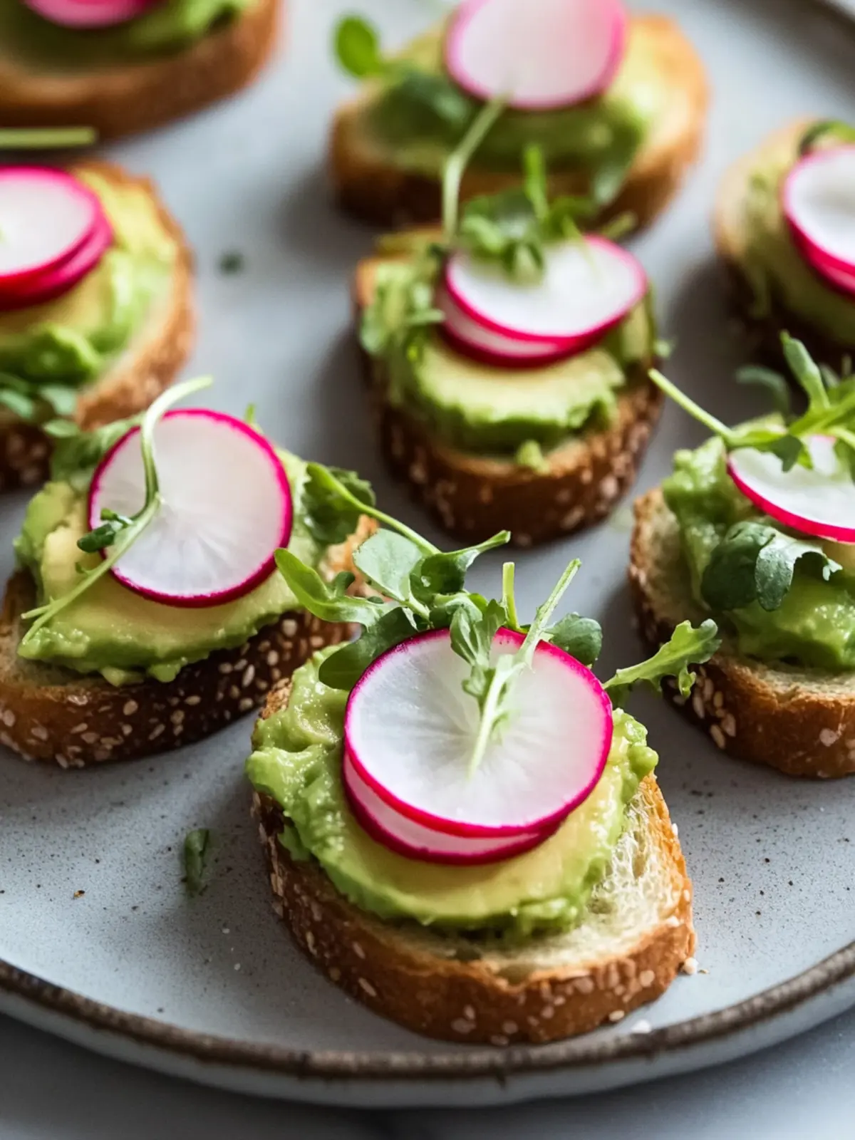 Delicious Mini Avocado Toasts with Radish for Perfect Brunch 3 Mini Avocado Toasts with Radish