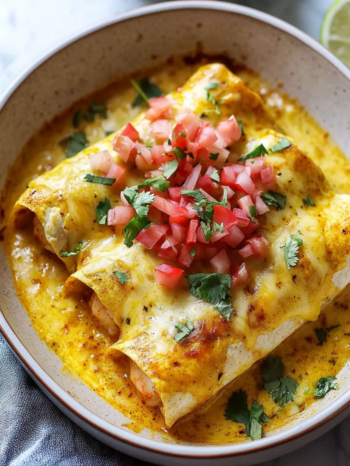Flavorful Shrimp Enchiladas with Zesty Yellow Mole Sauce 5 Shrimp Enchiladas