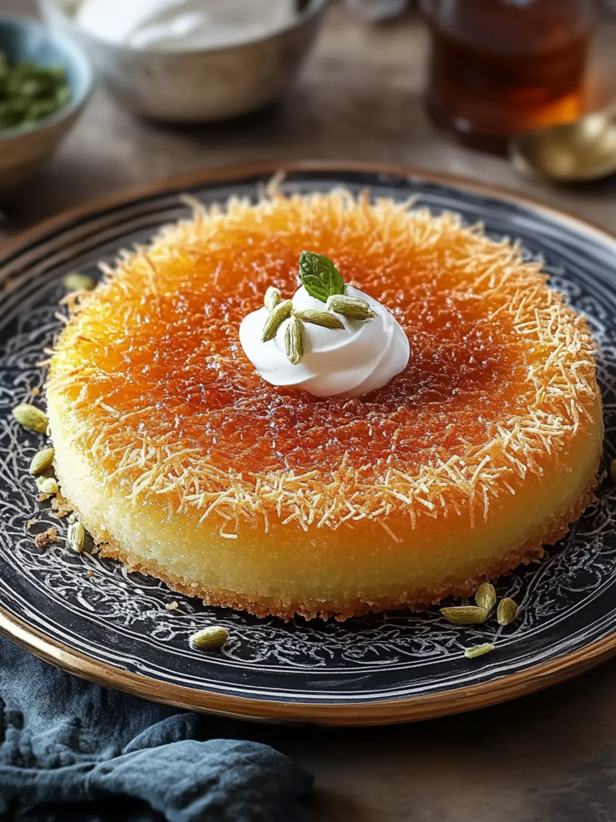 Indulge in Kunafa with Cream: A Crispy Dream Dessert 2 Kunafa with Cream