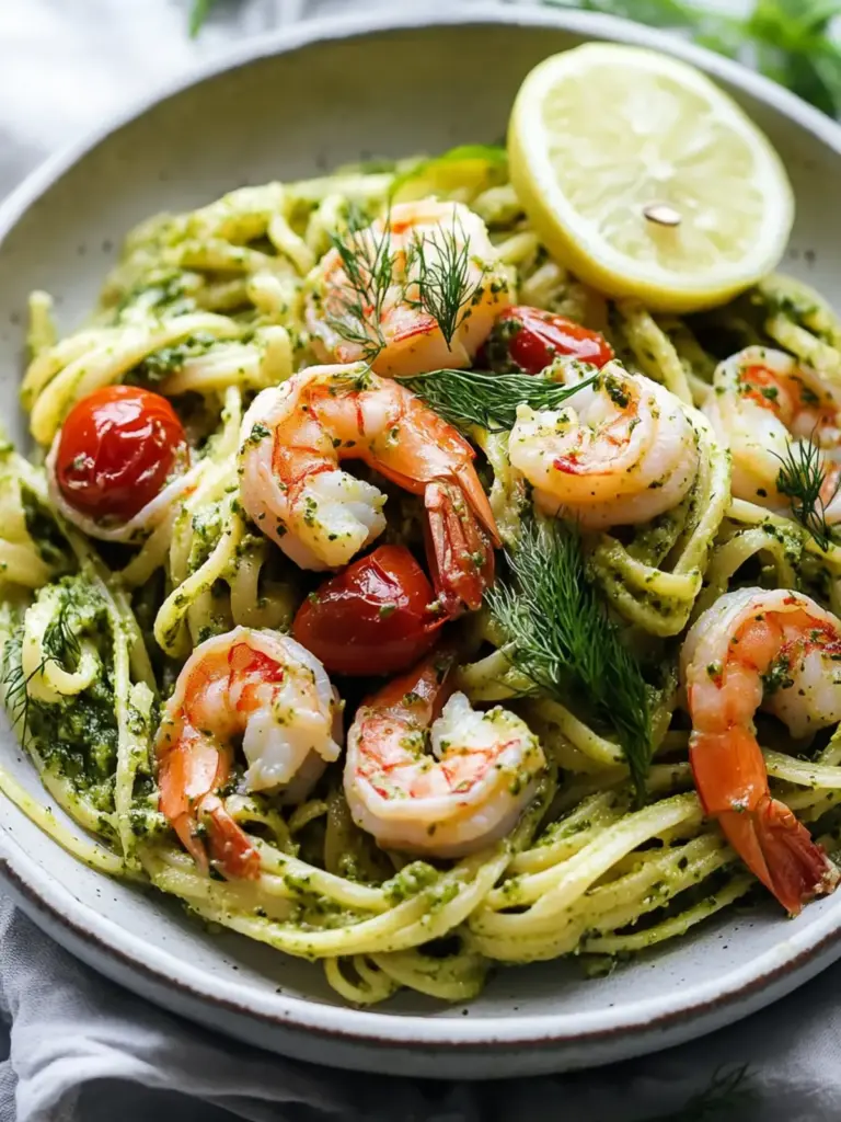 Shrimp Pasta with Dill Pesto