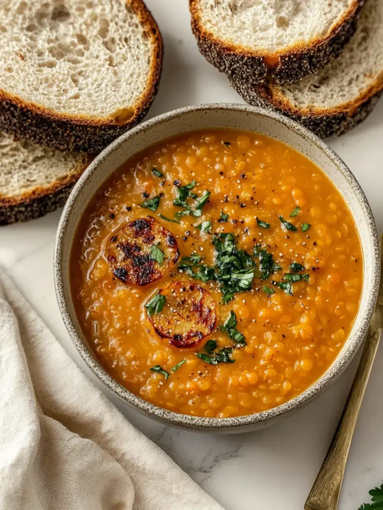 Caramelized Onion Red Lentil Soup