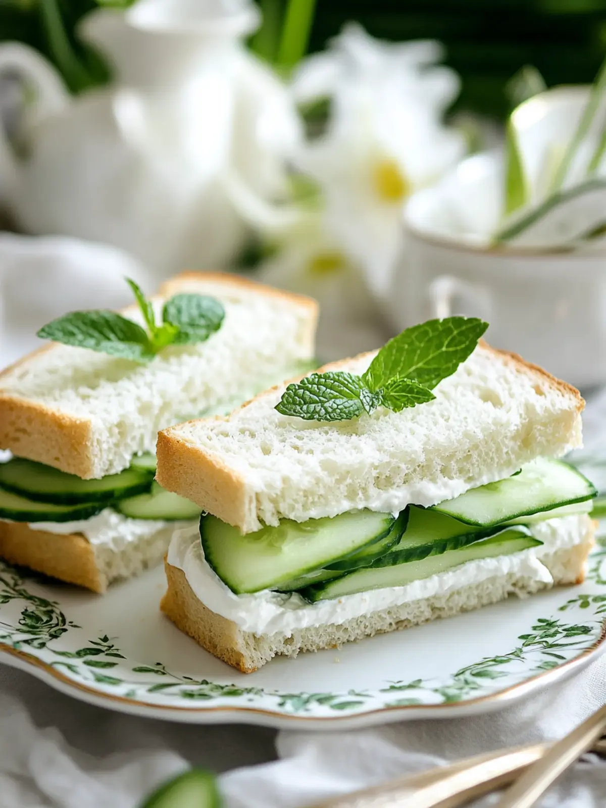 Classic Cucumber Tea Sandwiches with Creamy Dill Twist 2 Classic Cucumber Tea Sandwiches
