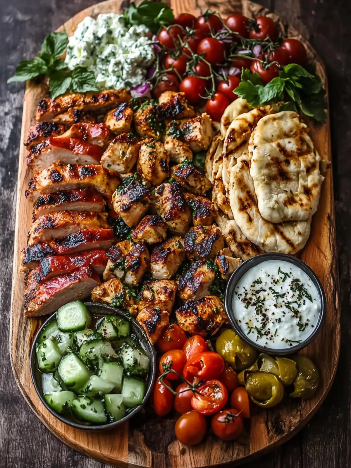 Greek Chicken Souvlaki Grazing Board