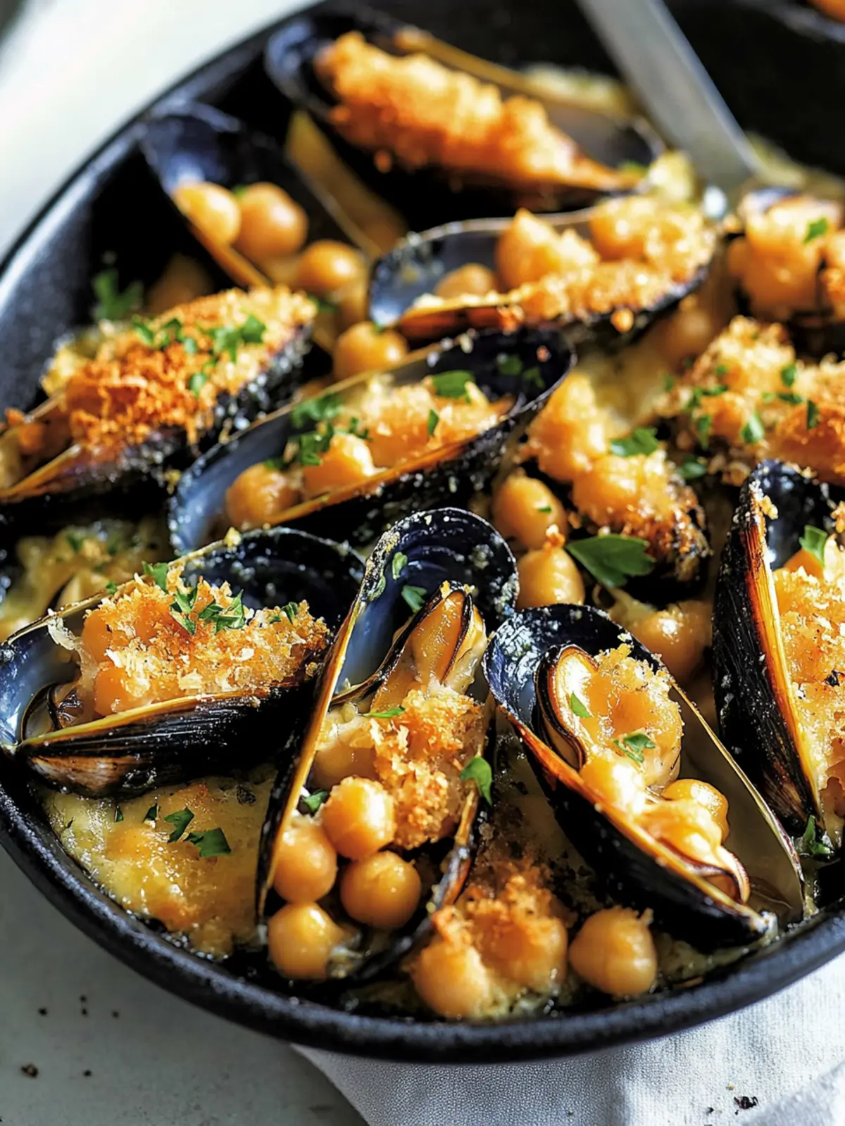 Mussels With Chickpeas au Gratin: A Gourmet Twist for Home Chefs 4 Mussels With Chickpeas au Gratin