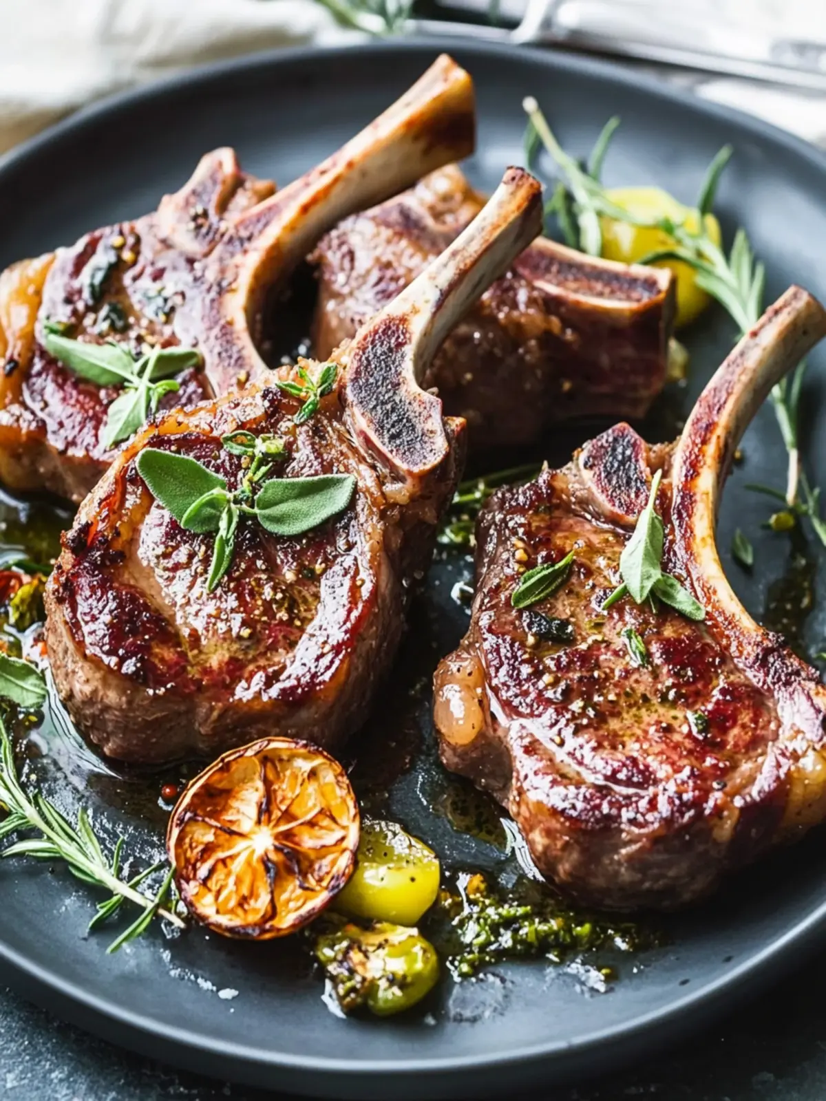Savory Pan Seared Lamb Chops with Herb Artichoke Sauce 3 Pan Seared Lamb Chops