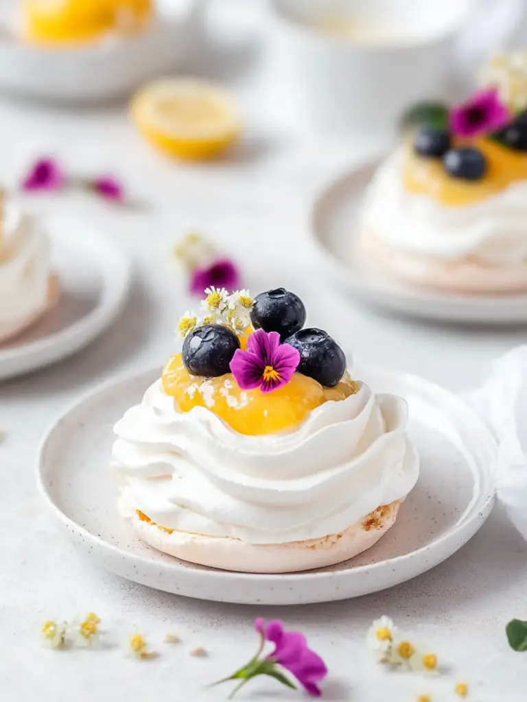 Mini Lemon Curd Pavlovas