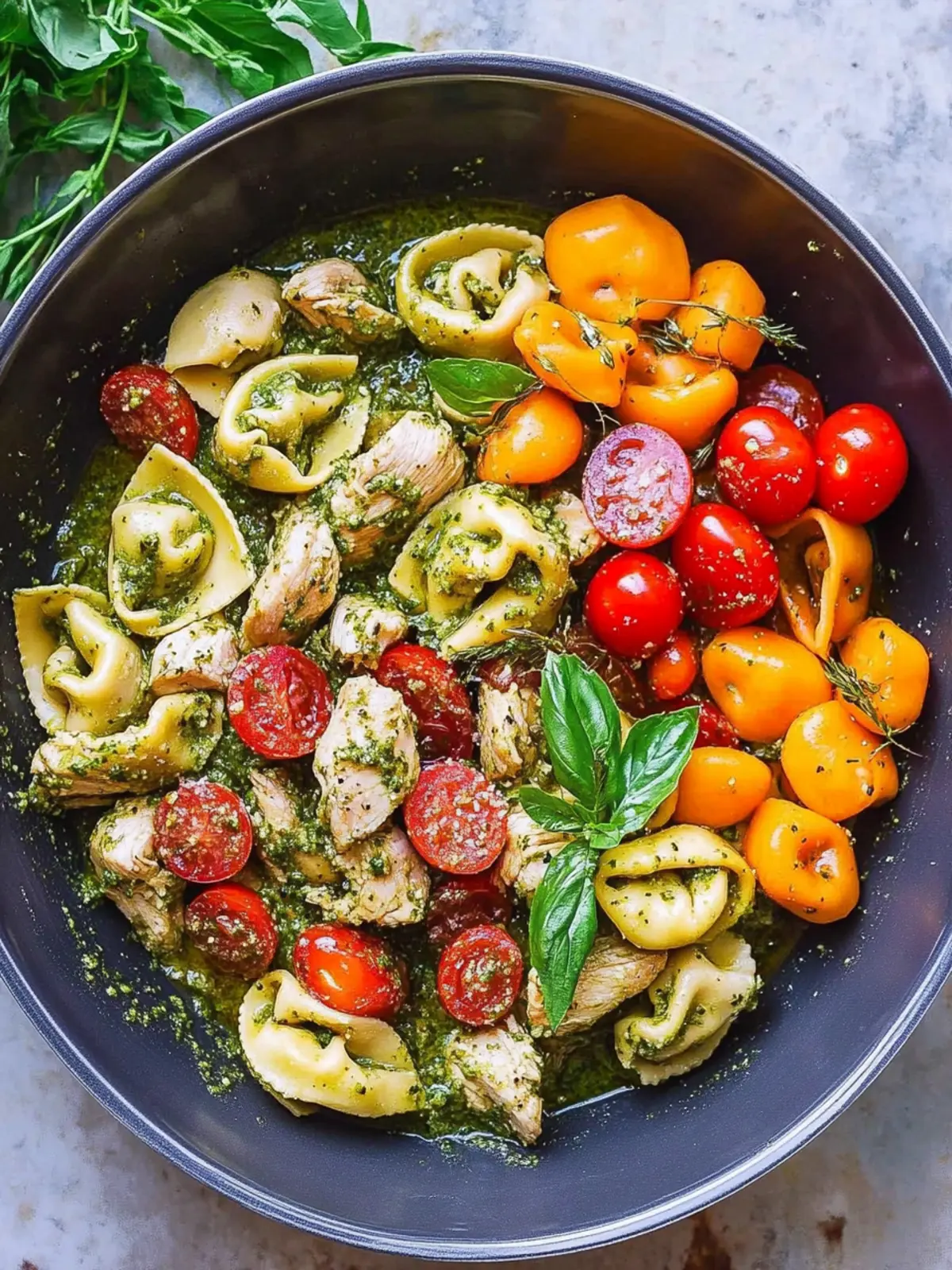 Creamy Pesto Chicken Tortellini and Veggies for Easy Dinners 3 Pesto Chicken Tortellini and Veggies