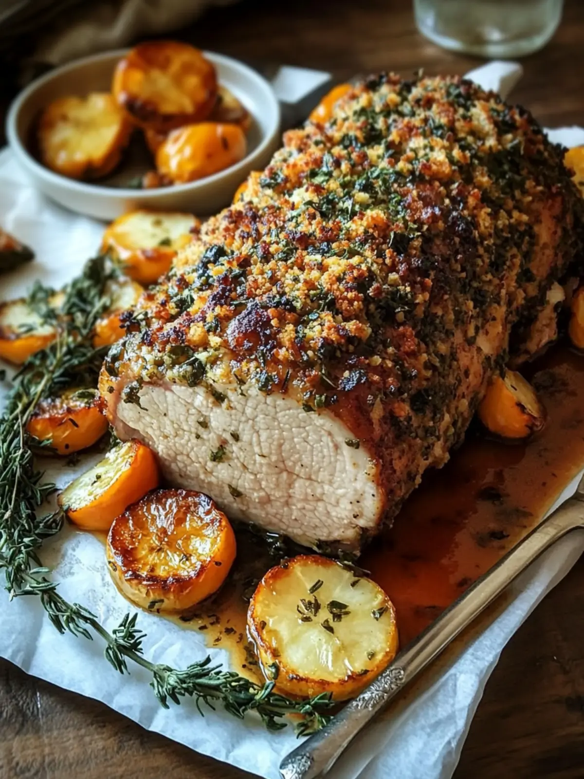 Herb Crusted Pork Loin with Sweet Apple Cider Glaze Delight 2 Herb Crusted Pork Loin