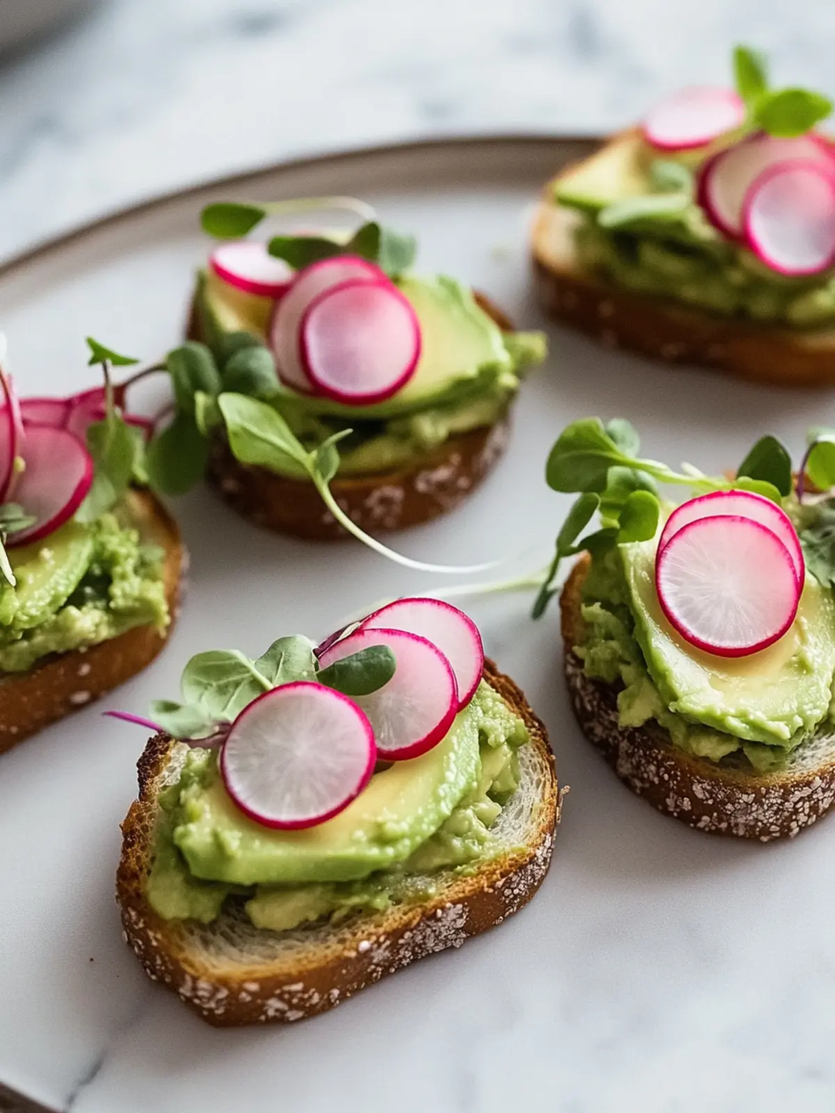 Delicious Mini Avocado Toasts with Radish for Perfect Brunch 4 Mini Avocado Toasts with Radish
