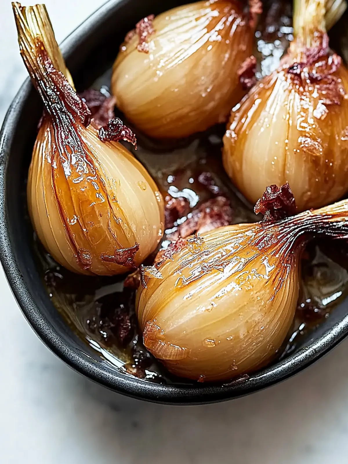 Savor Sweet Honey-Glazed Shallots with Crispy Bacon Bliss 2 Honey-Glazed Shallots