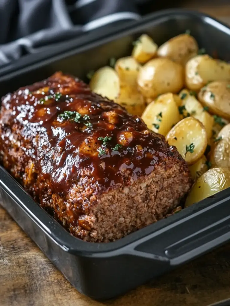 Oven-Baked Meatloaf and Potatoes