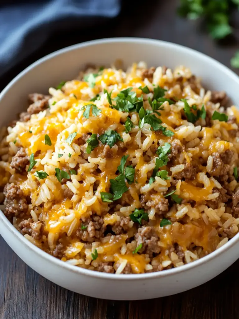 Cheesy Ground Beef and Rice