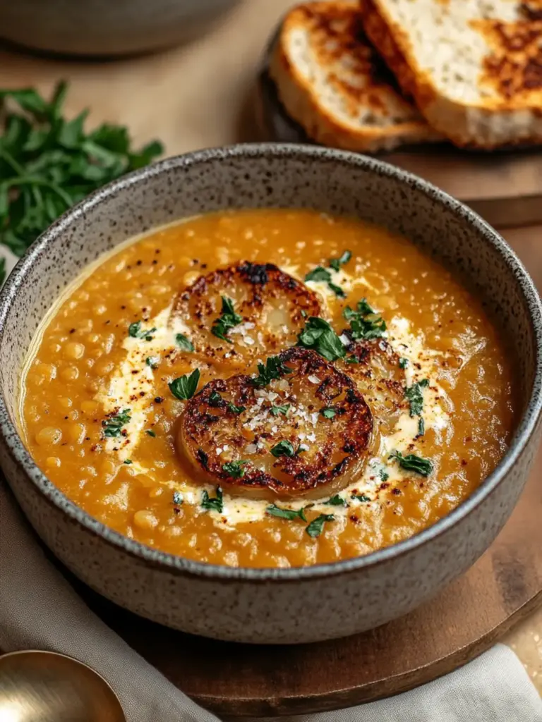 Caramelized Onion Red Lentil Soup